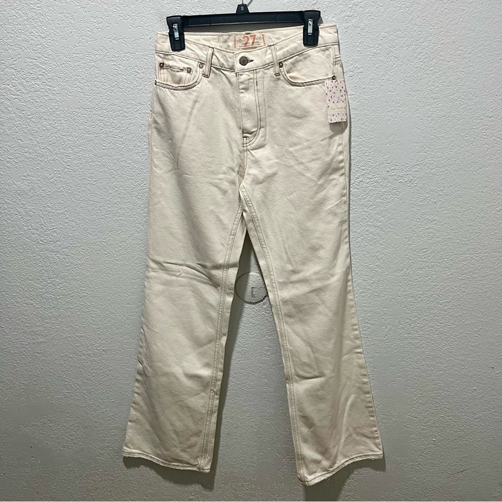 Free People We The Free NWT Cream Bootcut Raw Hem Denim Pants